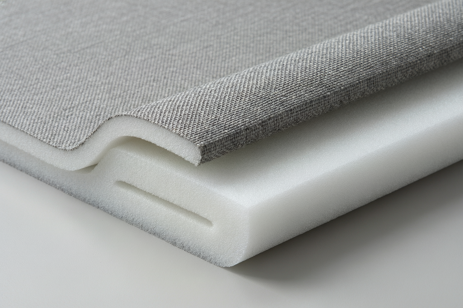 Foam laminate layer on the back of foam-back blackout fabric